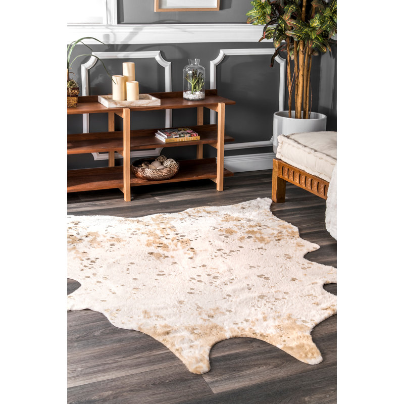 Williston Kirksey White/Brown Faux Cowhide Area Rug & Reviews Wayfair